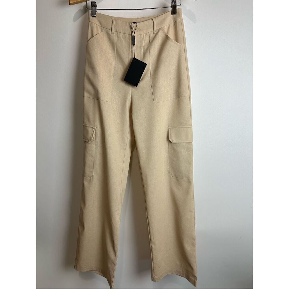 Tan Linen Cargo Pants - Picture 4 of 8